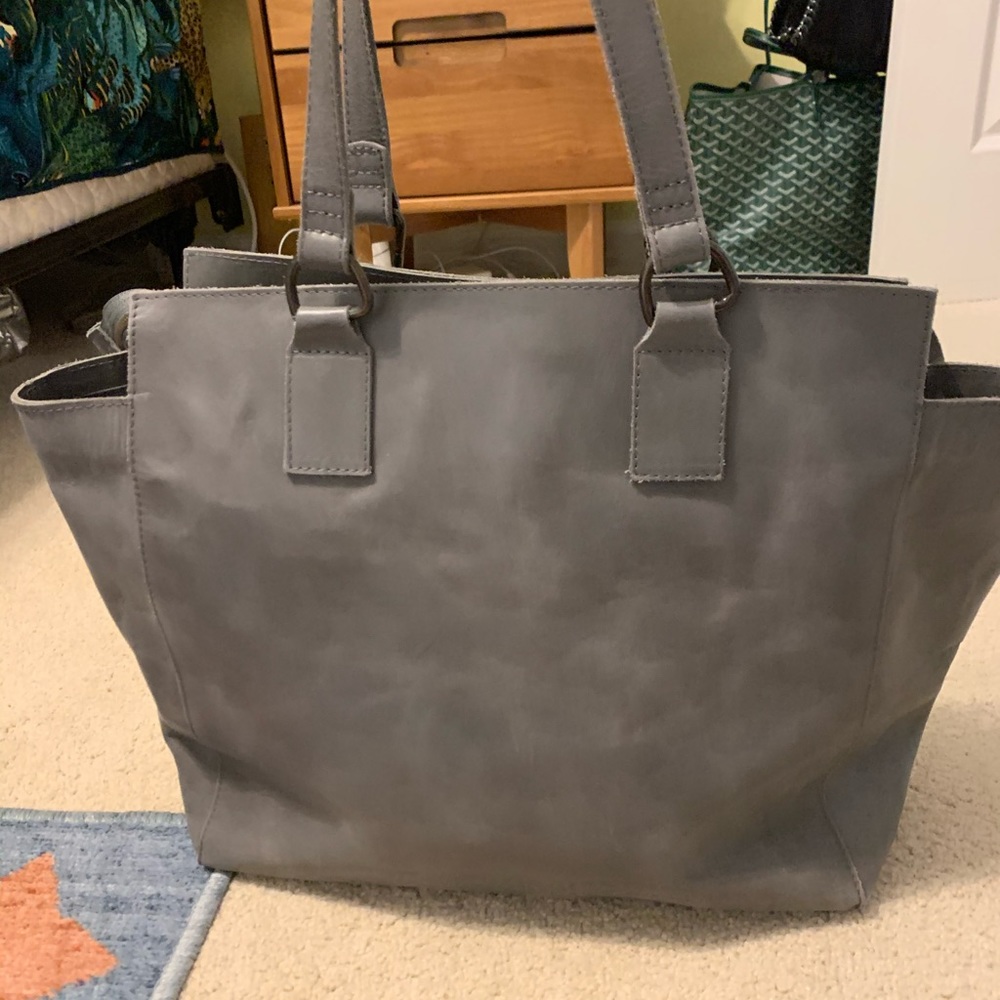 ABLE gray leather shoulder bag